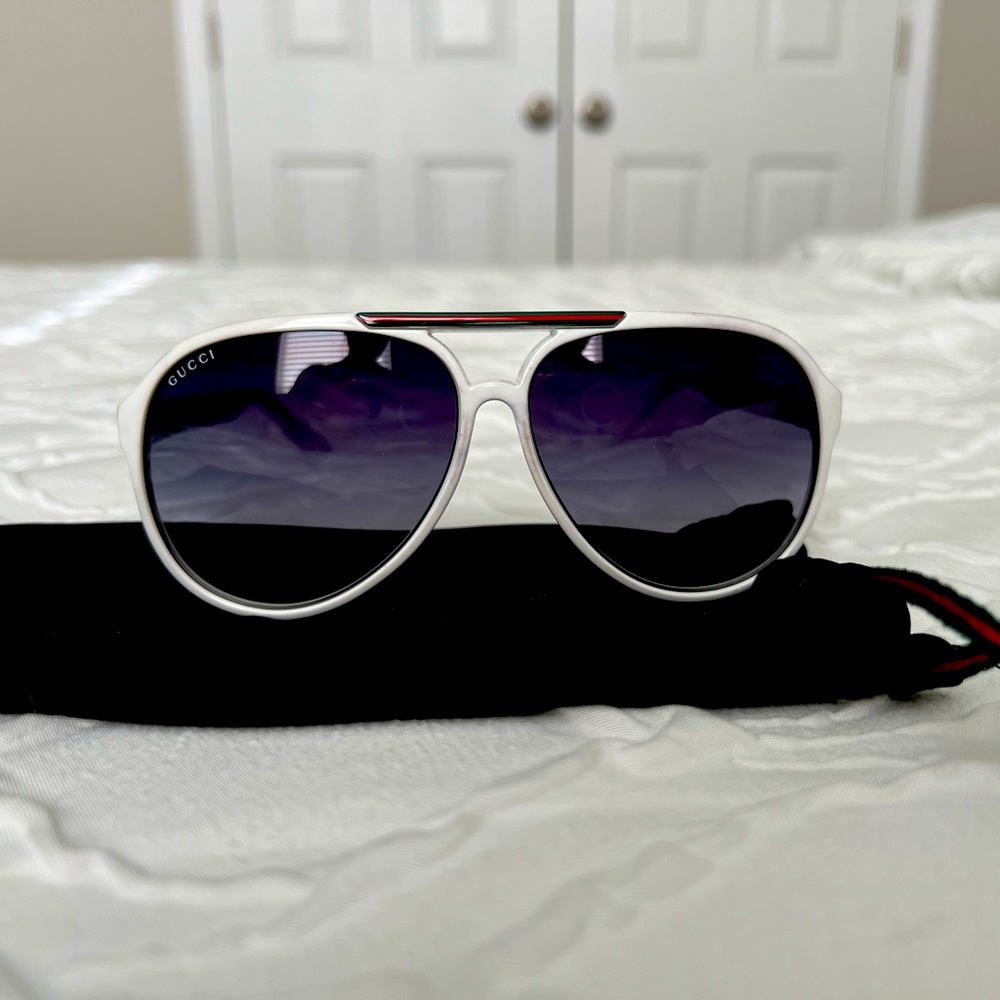 Gucci Web Accent Aviators - White